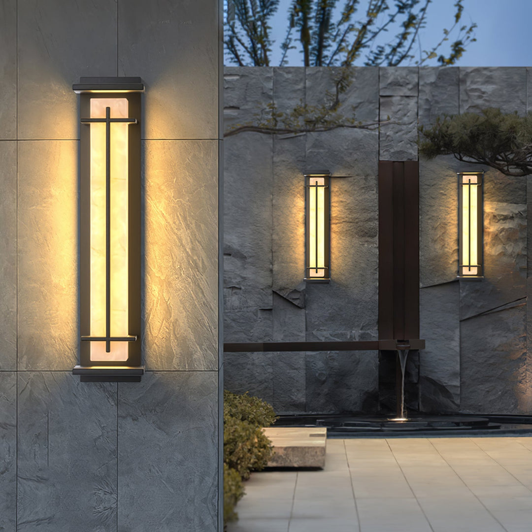 Fyrkantig Utomhus Alabaster Vägglampa