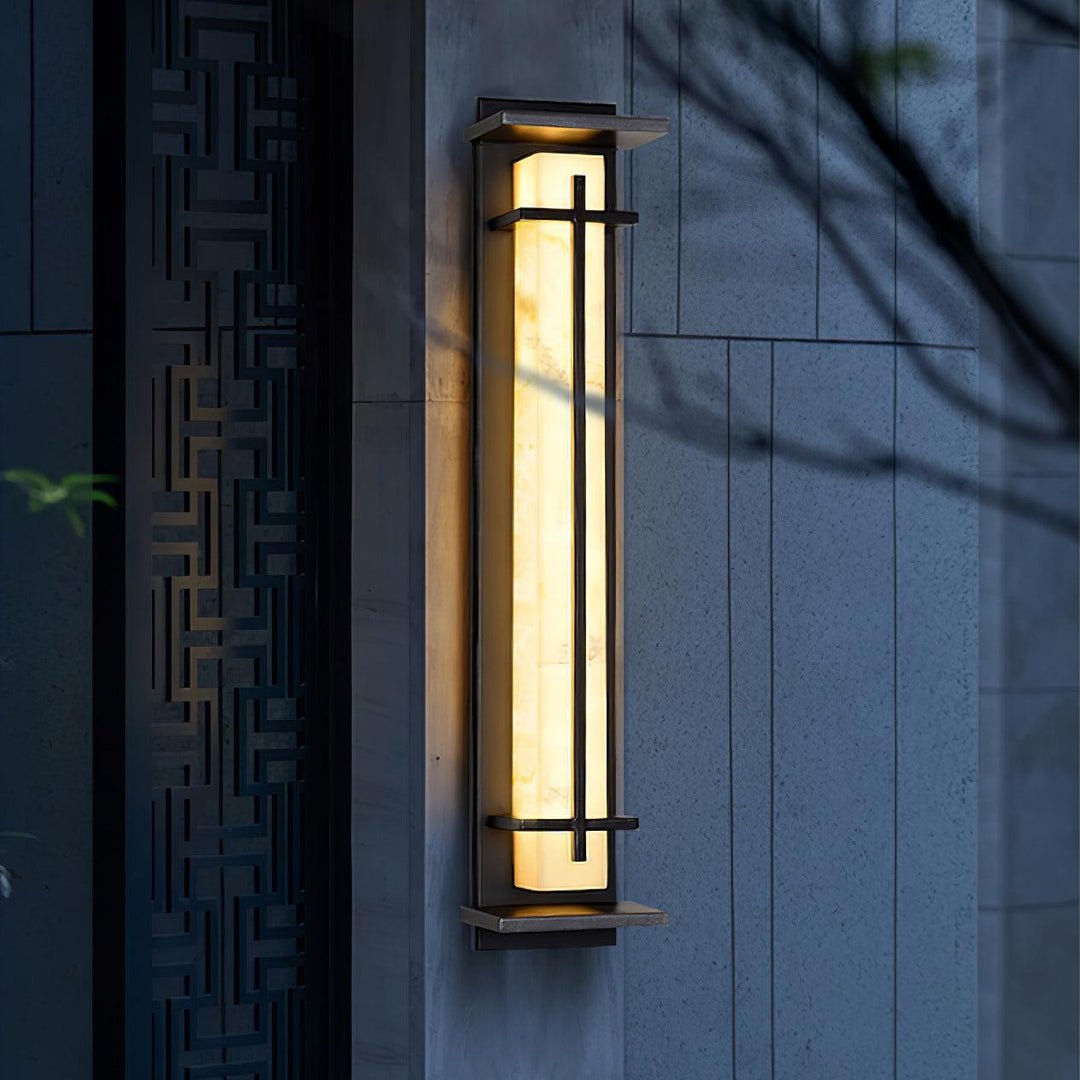 Fyrkantig Utomhus Alabaster Vägglampa