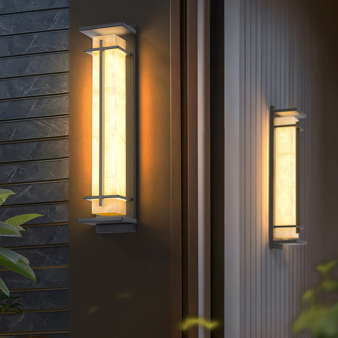 Fyrkantig Utomhus Alabaster Vägglampa