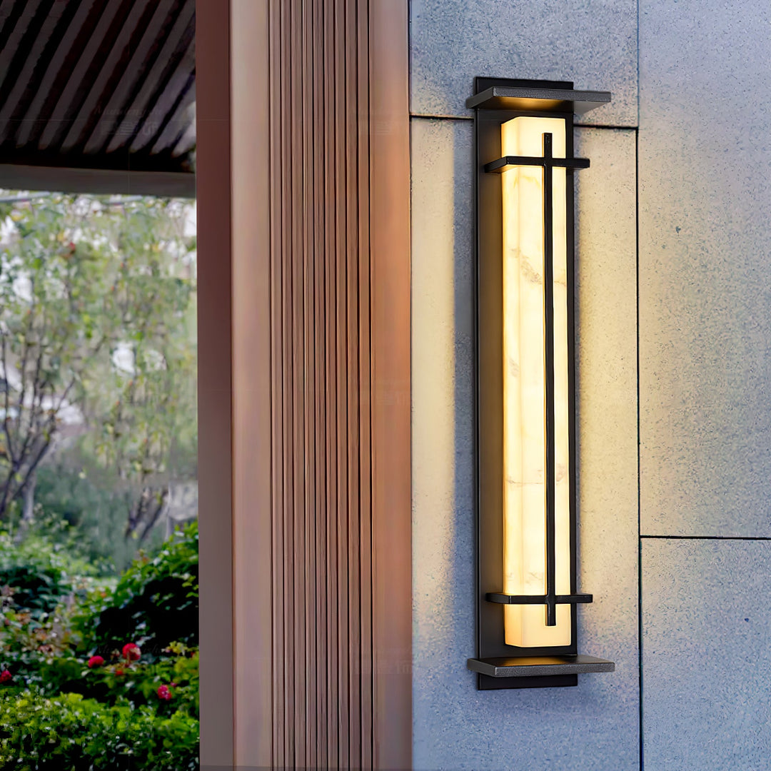 Fyrkantig Utomhus Alabaster Vägglampa
