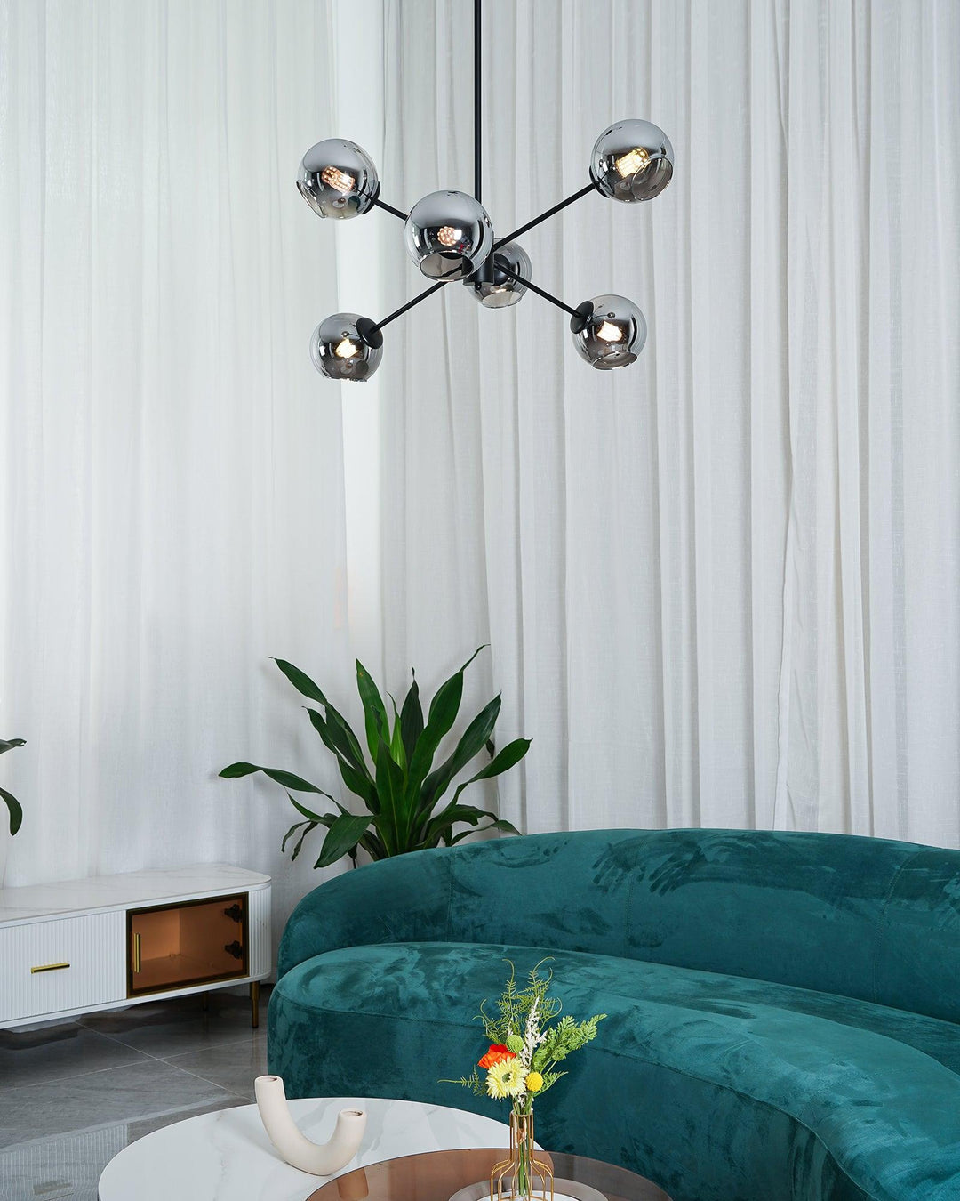 Staggered Glass 6 Light Chandelier
