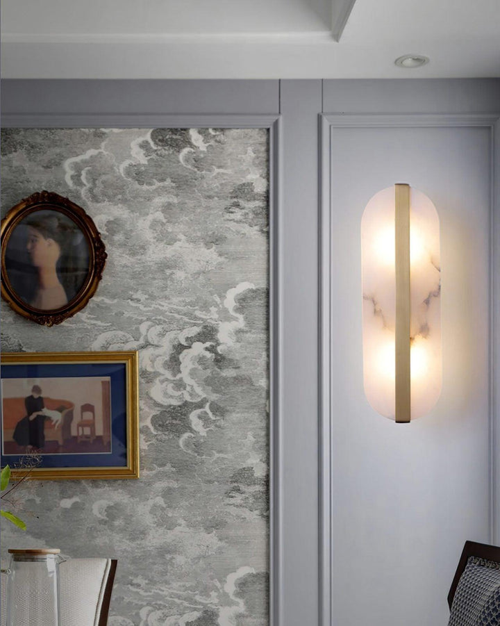 Lång Ellips Alabaster Vägglampa