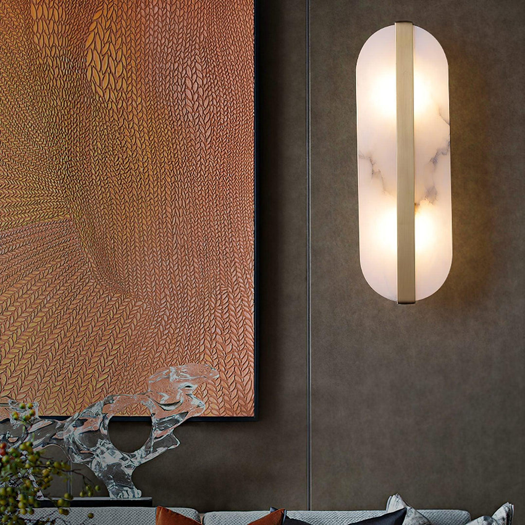 Lång Ellips Alabaster Vägglampa