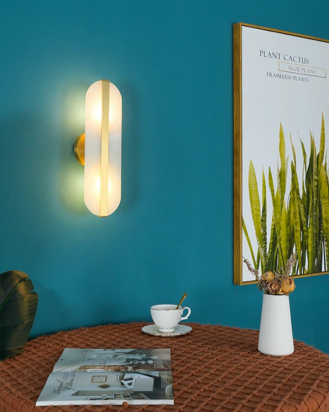Lång Ellips Alabaster Vägglampa