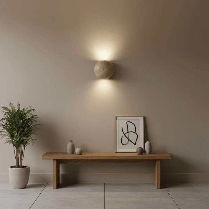 Travertin Glob Vägglampa