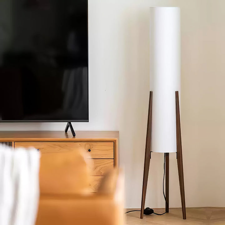 Tripod Valnöt Golvlampa