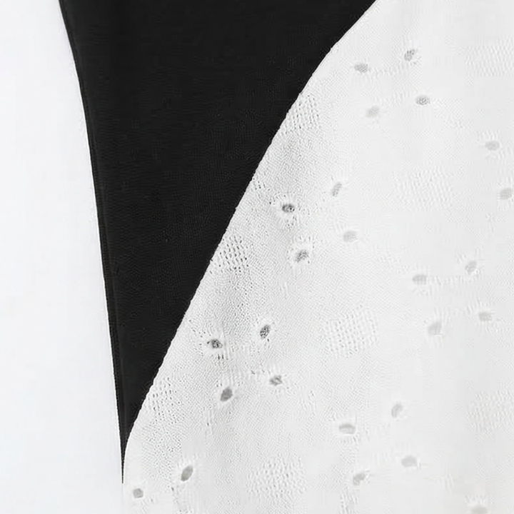 Vivara - Midi Klänning V-Neck w Diagonalnym Patchworku