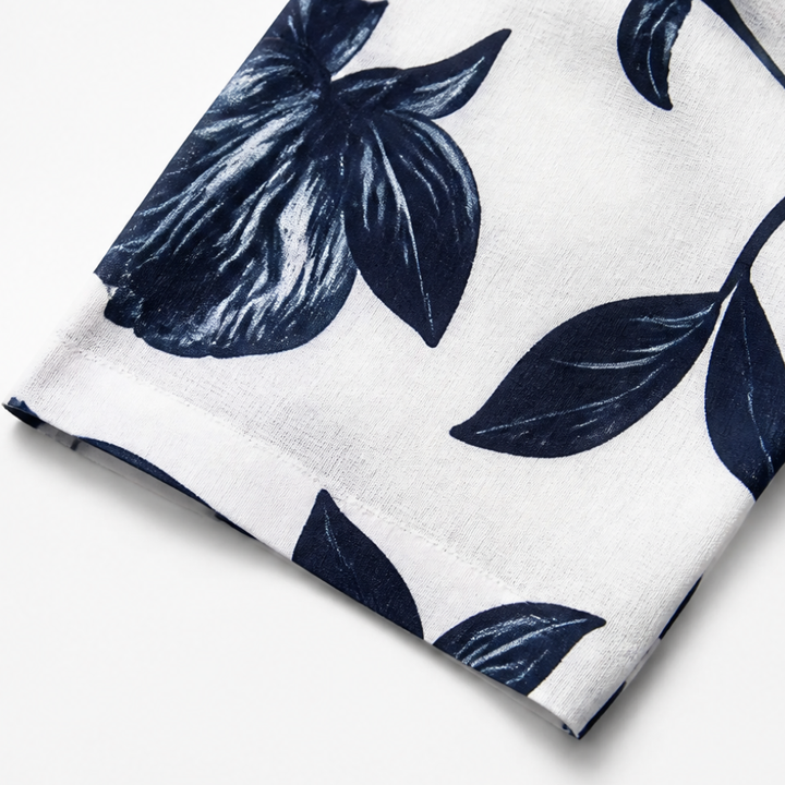 Florelle – Blommig lniana blus popover z urringning w v-ringning i ręKaffemi 3/4
