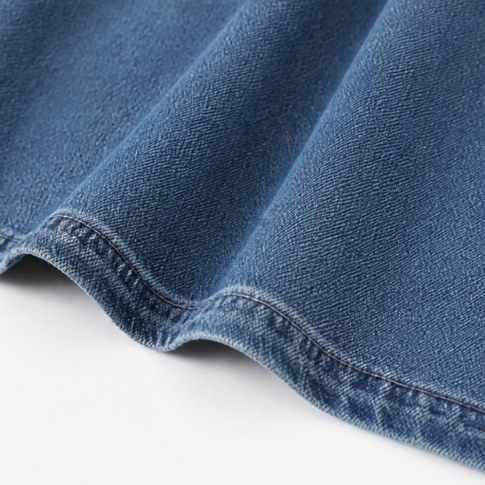 Denara – Klänning maxi z denimu z lanternowymi ręKaffemi i półguzikami