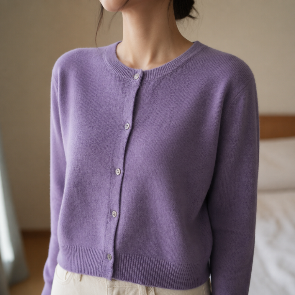 Wearbella – Kort kofta z przyciskami i miękkiego dzianiny
