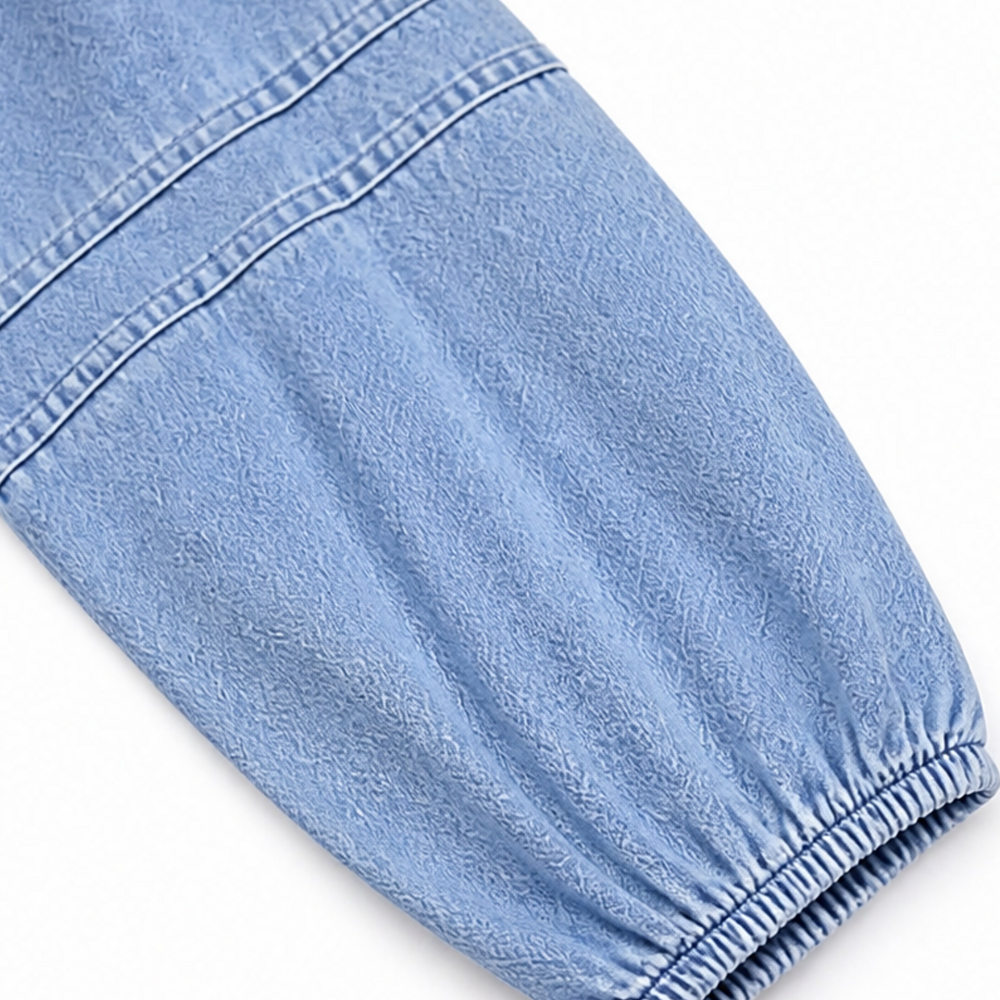 Solène – Dam klänning midi babydoll z bufkami i urringning w v-ringning w stilu dżinsowym