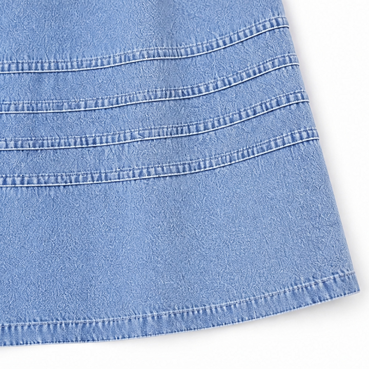 Solène – Dam klänning midi babydoll z bufkami i urringning w v-ringning w stilu dżinsowym