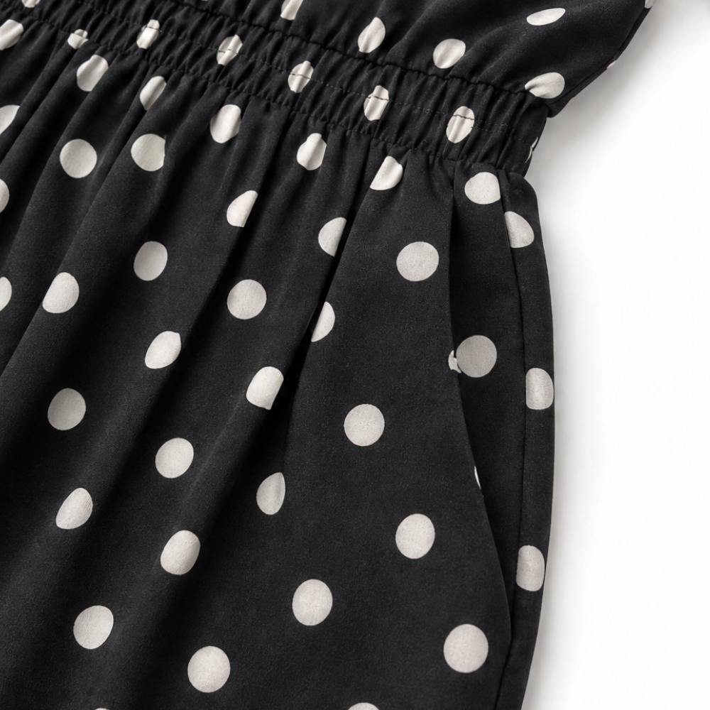 Soléa – Blus w Kropki i Shorts, Mjuk Drape, Sommar Set Dwuczęściowy