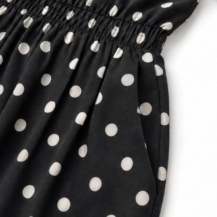 Soléa – Blus w Kropki i Shorts, Mjuk Drape, Sommar Set Dwuczęściowy