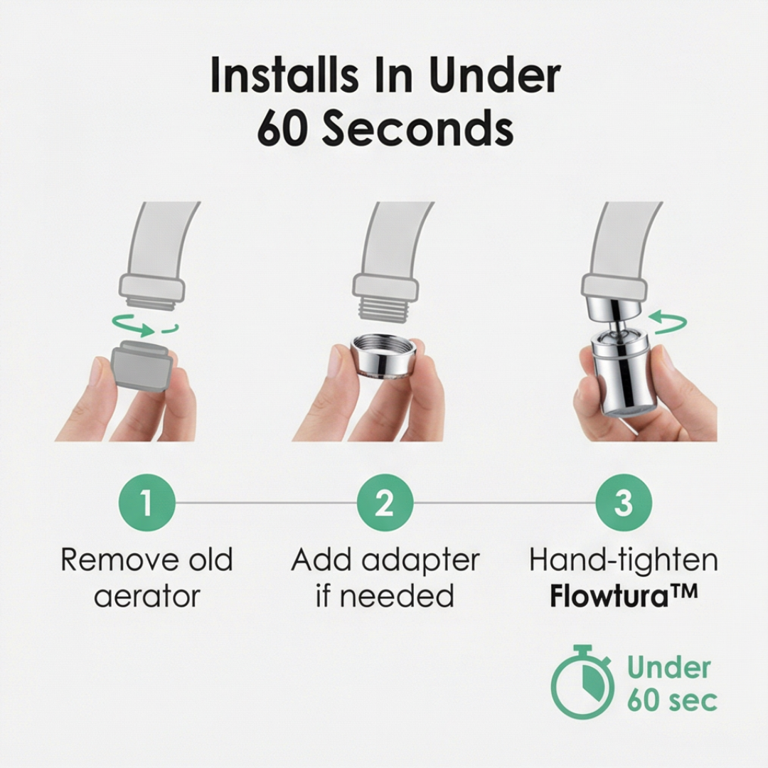 Flowtura - 360° obrotowy aerator för kranu z podwójnym strumieniem (2-pack)