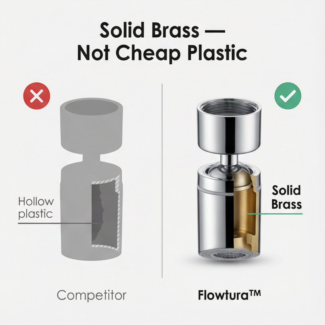 Flowtura - 360° obrotowy aerator för kranu z podwójnym strumieniem (2-pack)