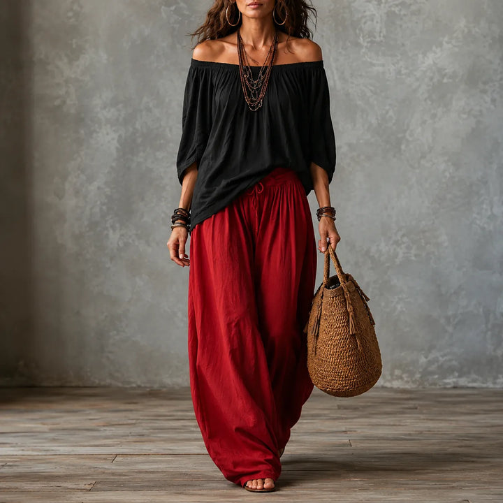 Solenza – Blus Boho på Ramiączkach i Byxor Lampionowe för kvinnor
