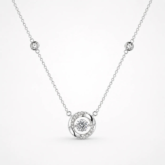 Lunavia – Silver halsband z unoszącym sig kamieniem i diamentowym halo