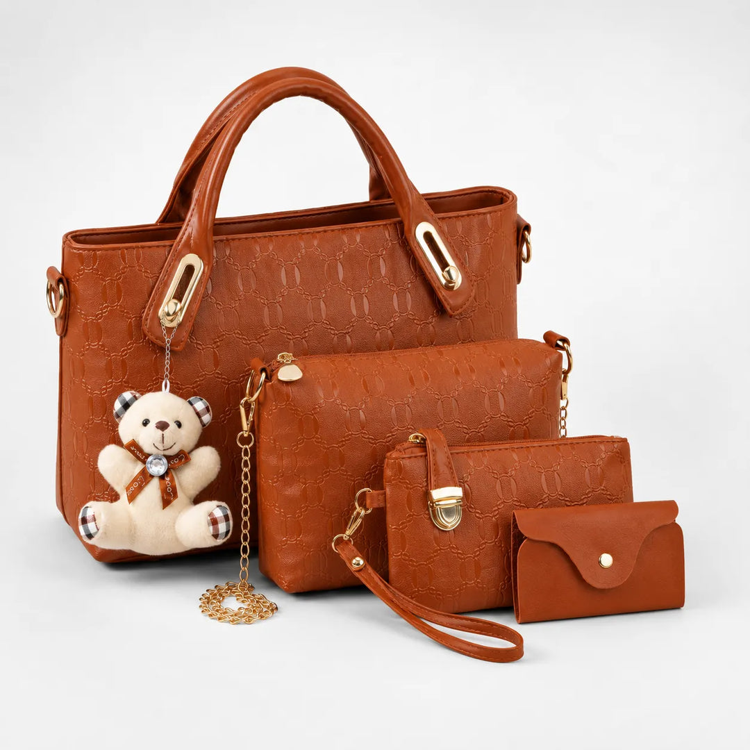 Belluna – Set torebek skórzanych w 4 częściach, väska tote, väska crossbody, saszetka, etui på karty