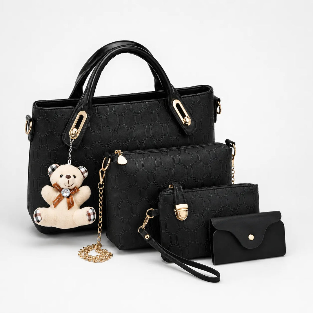 Belluna – Set torebek skórzanych w 4 częściach, väska tote, väska crossbody, saszetka, etui på karty