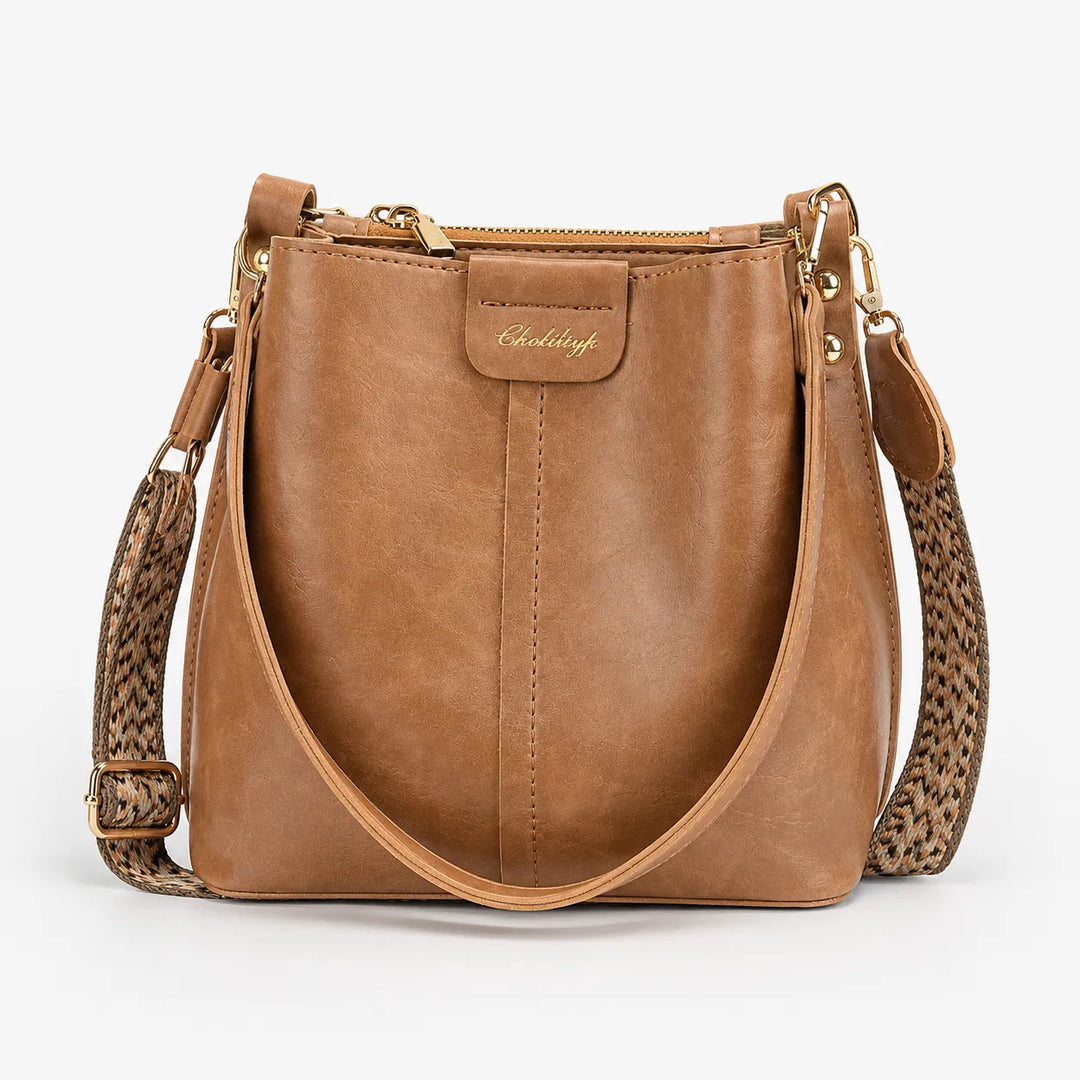 Bellora – Vintage Bucket Shoulder Bag z Plecionym Paskiem