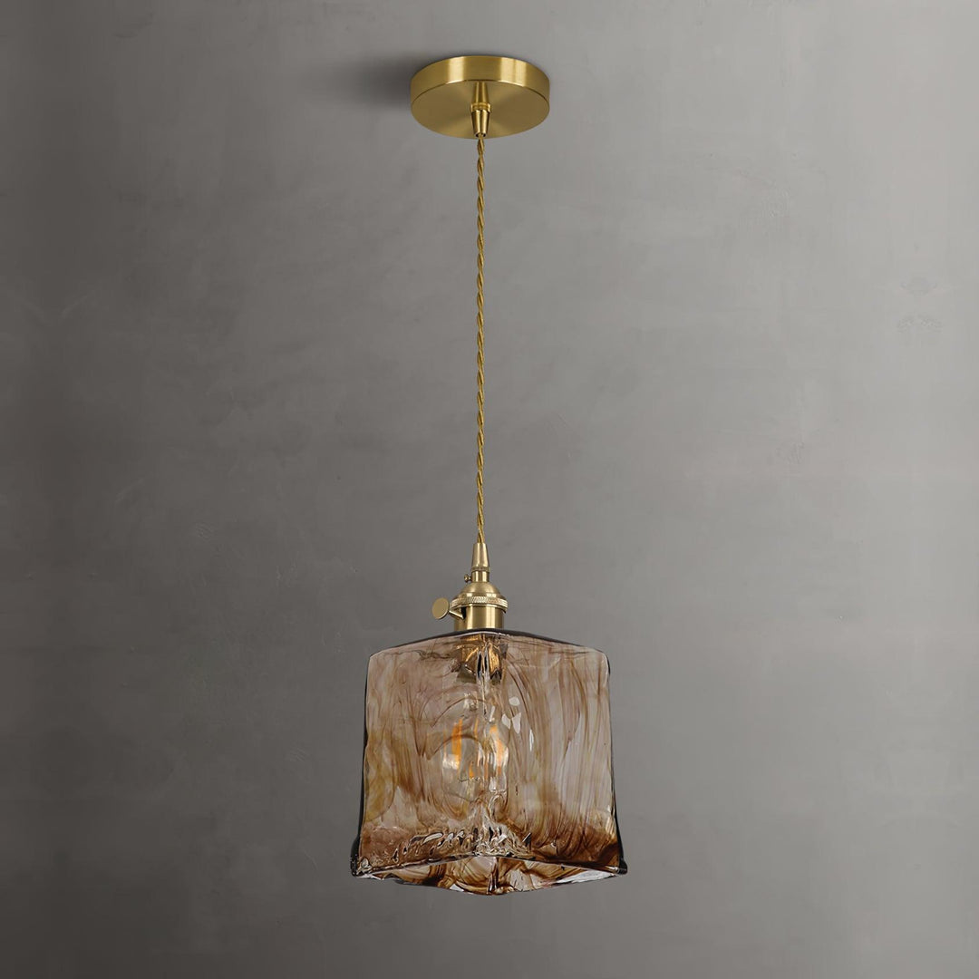 Vintage Brun Glas Pendellampa