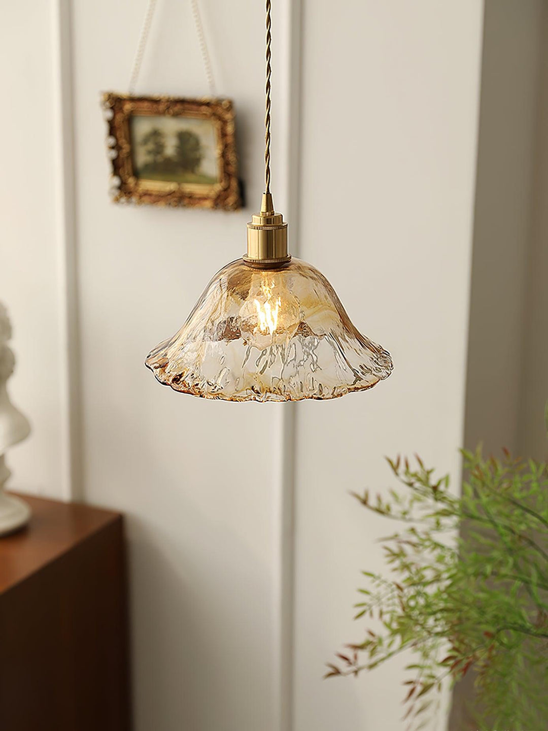 Vintage Brun Glas Pendellampa