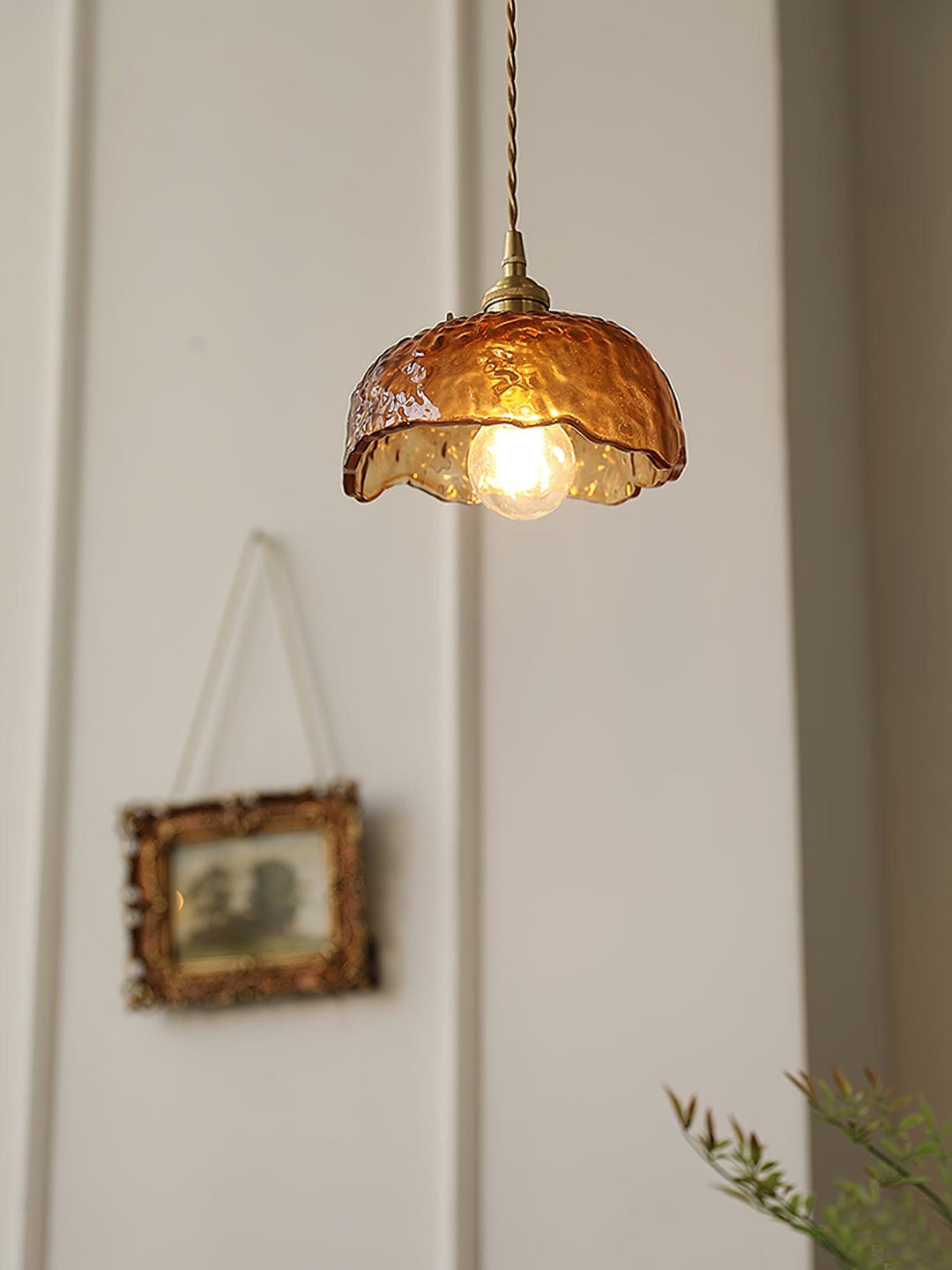 Vintage Brun Glas Pendellampa