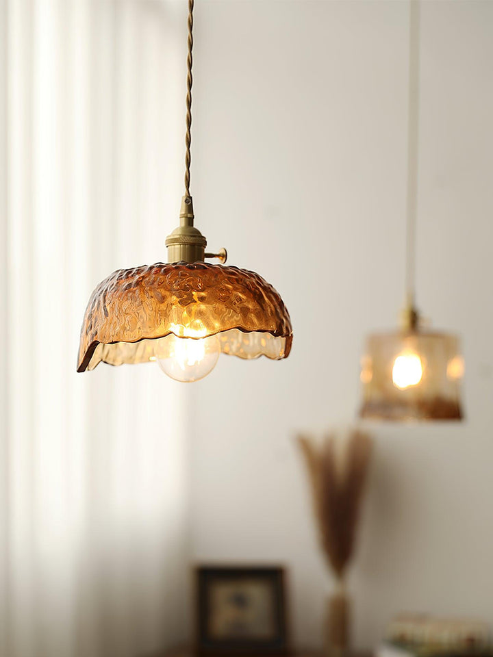 Vintage Brun Glas Pendellampa