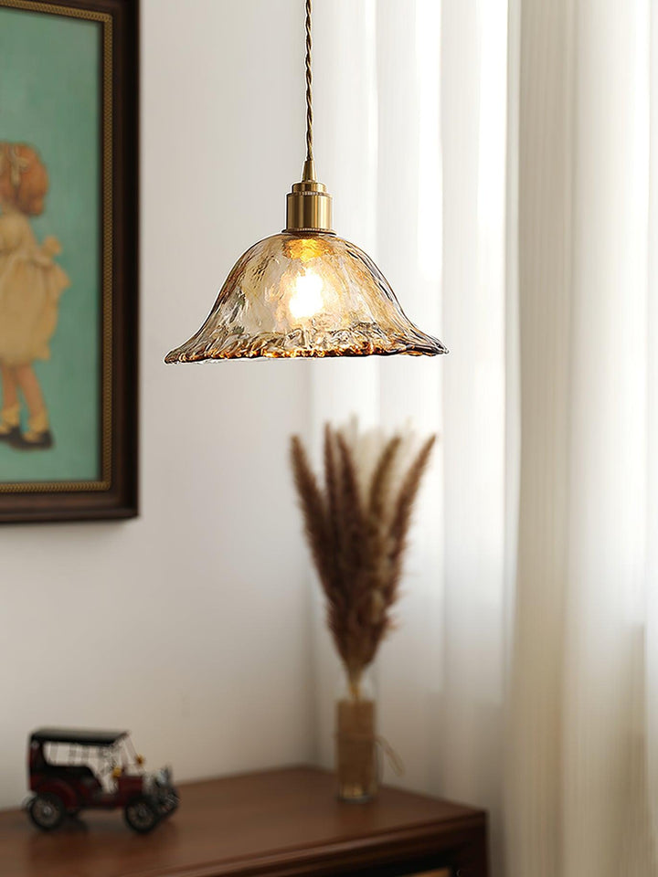 Vintage Brun Glas Pendellampa