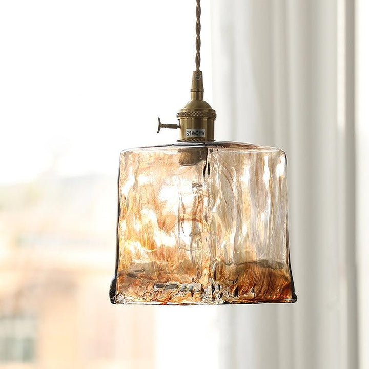 Vintage Brun Glas Pendellampa