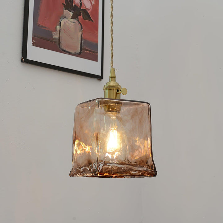 Vintage Brun Glas Pendellampa