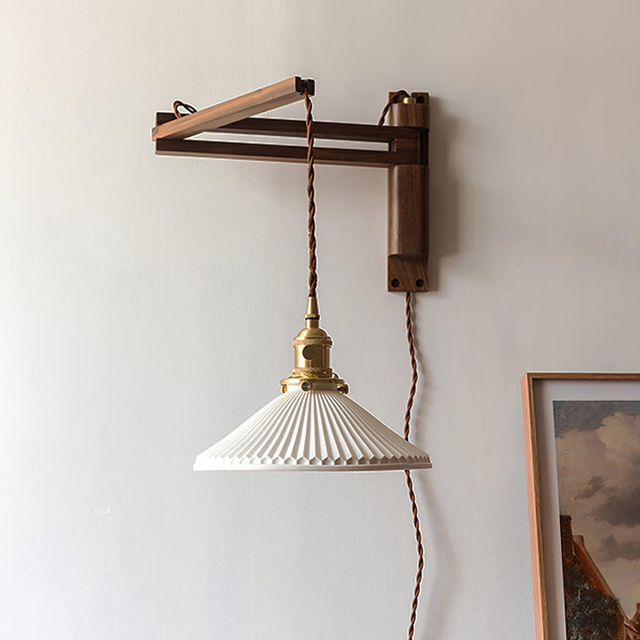 Valnöt Swing Arm Vägglampa