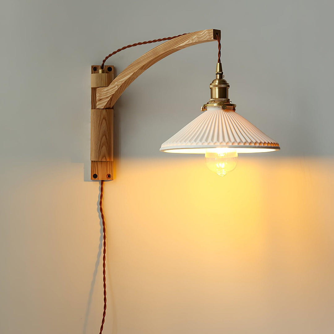 Valnöt Swing Arm Vägglampa