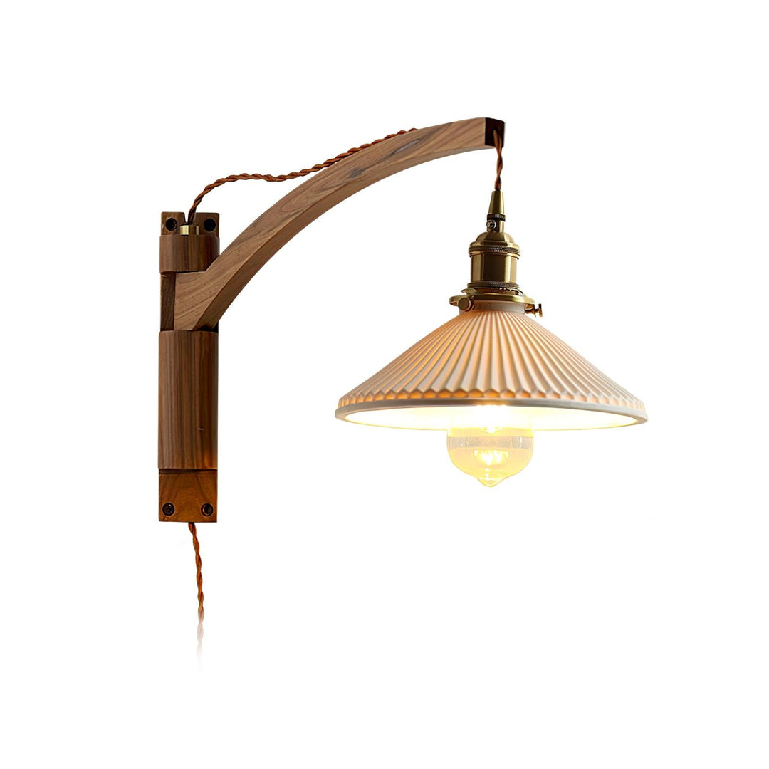 Valnöt Swing Arm Vägglampa