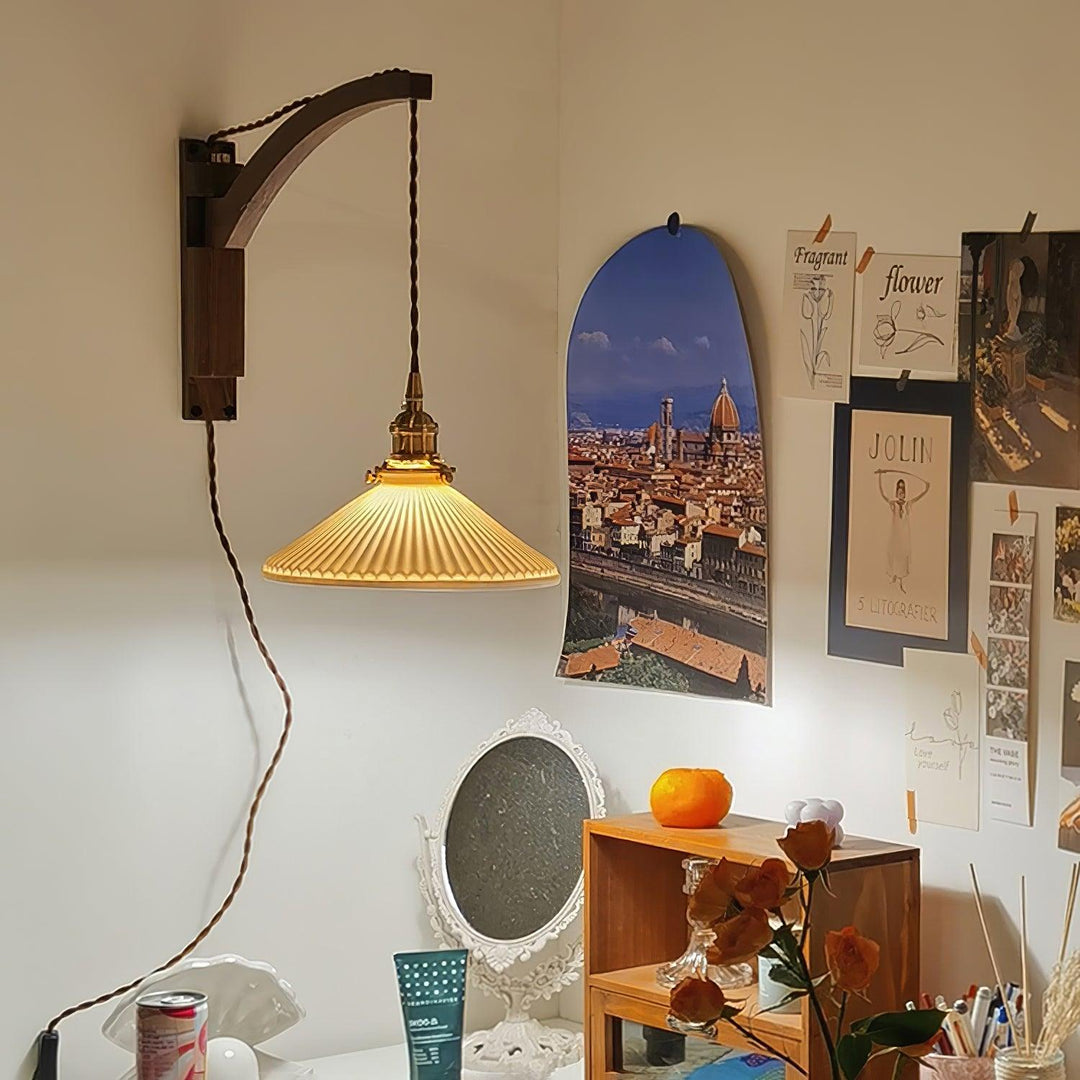 Valnöt Swing Arm Vägglampa