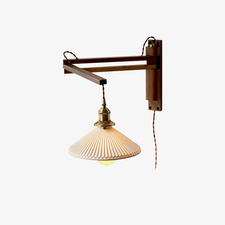 Valnöt Swing Arm Vägglampa