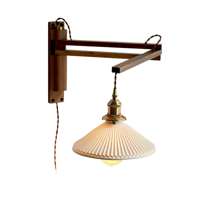 Valnöt Swing Arm Vägglampa