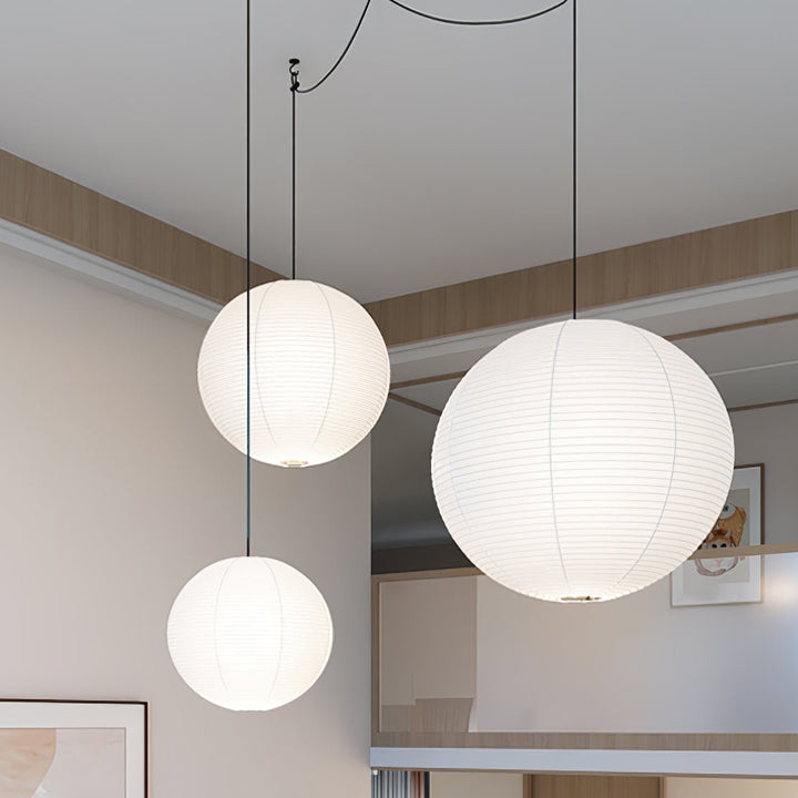 Japansk Papperspendant Swag Lampa (svart sladd)