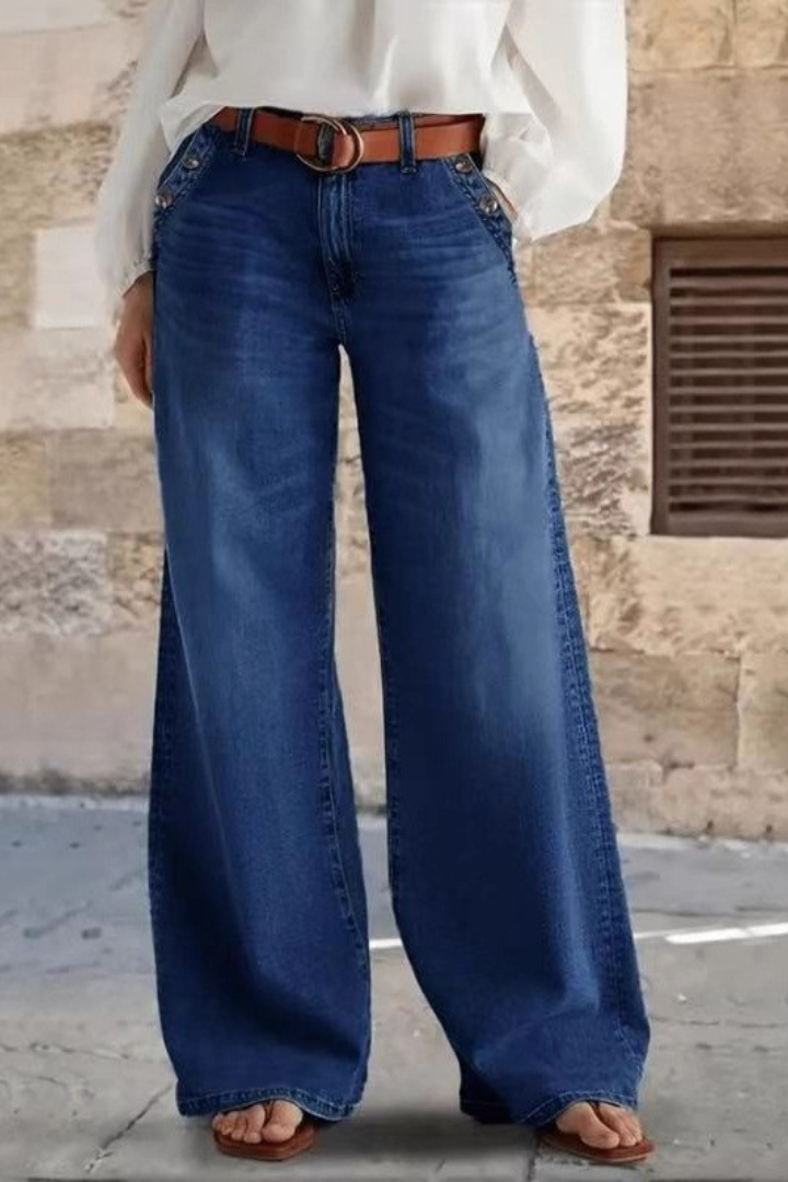 Wearbella – Jeans med hög midja i vida ben