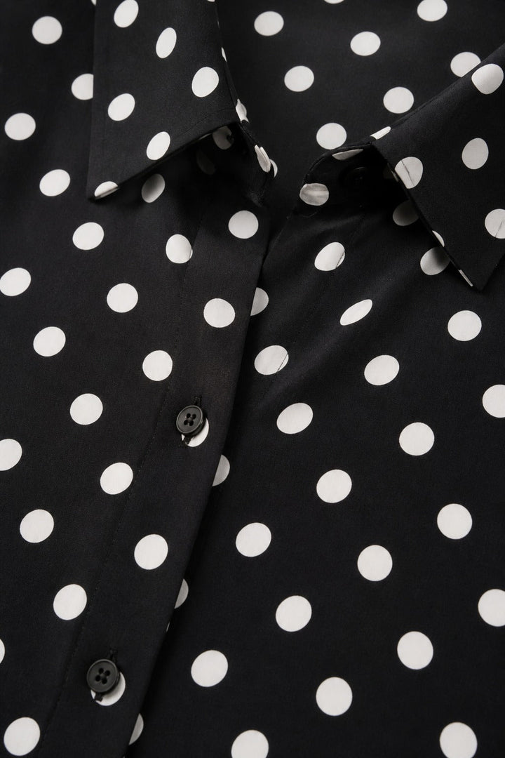 Wearbella – Blus med lång ärm w groszki z kołnierzykiem