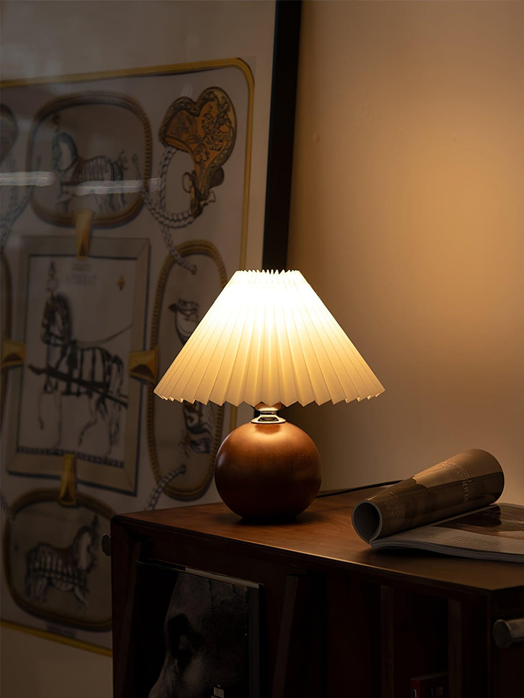 Träplisserad Bordslampa