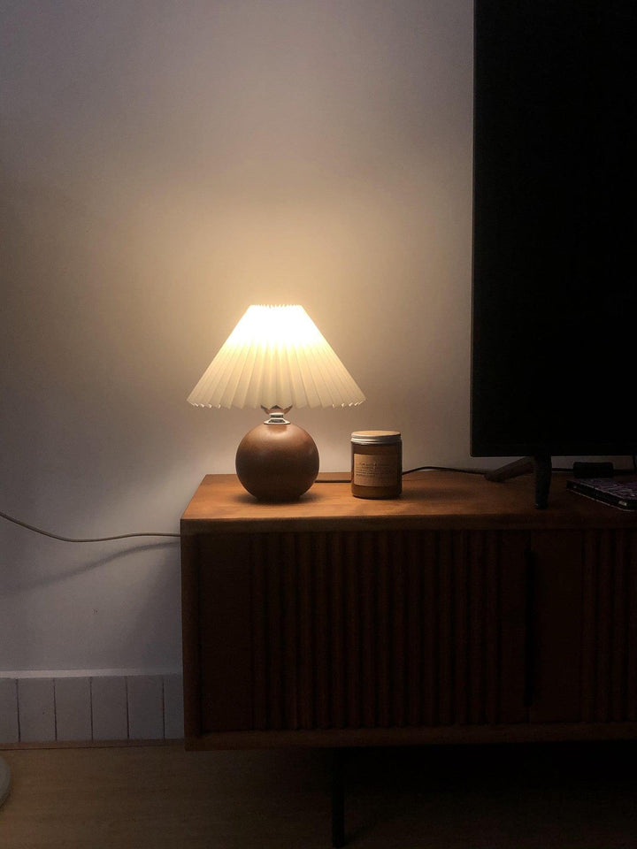 Träplisserad Bordslampa