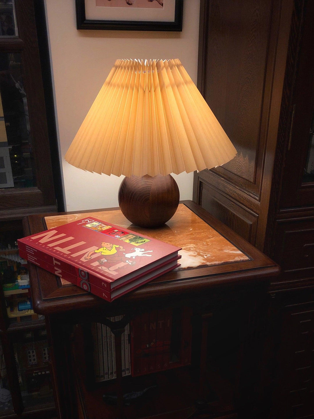 Träplisserad Bordslampa