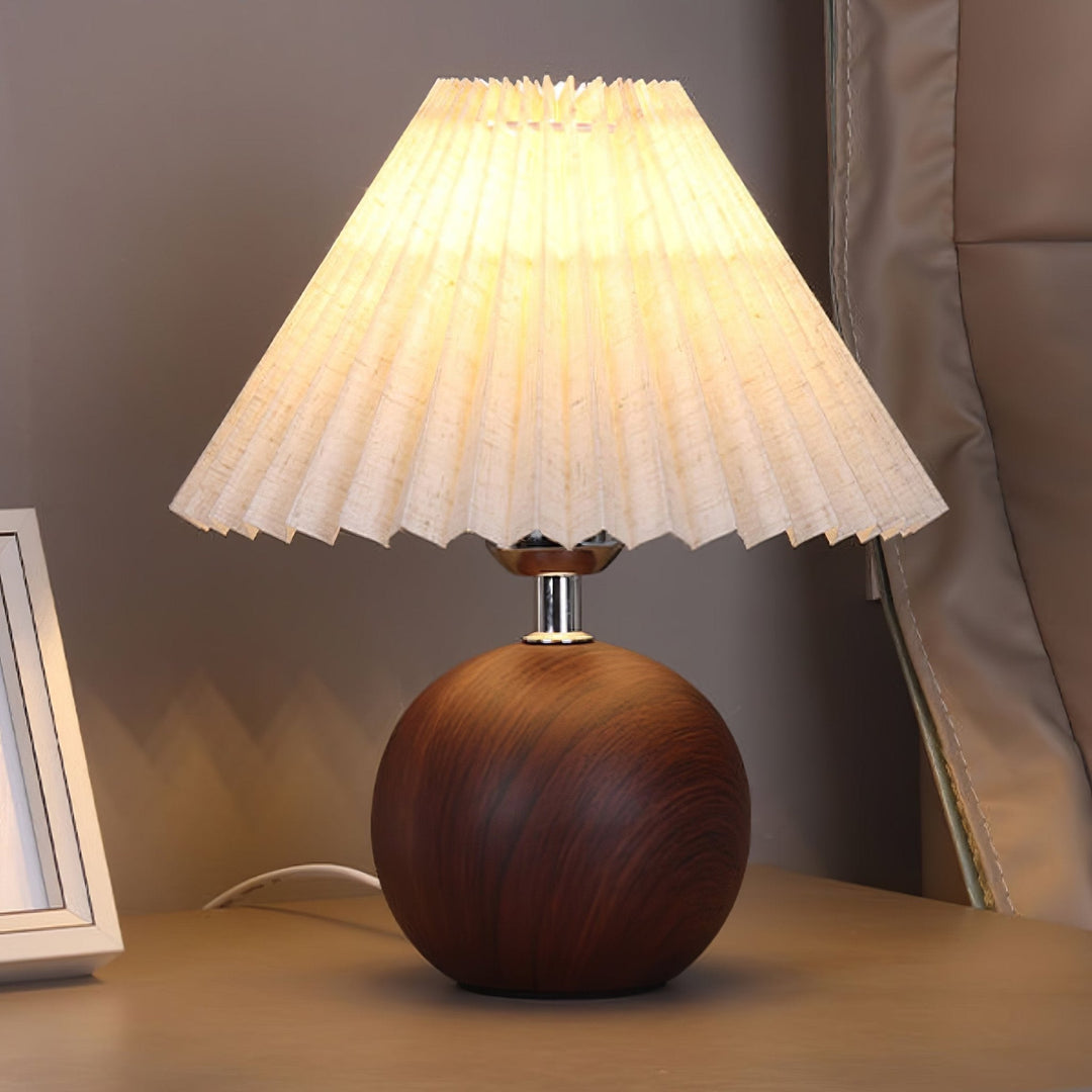 Träplisserad Bordslampa