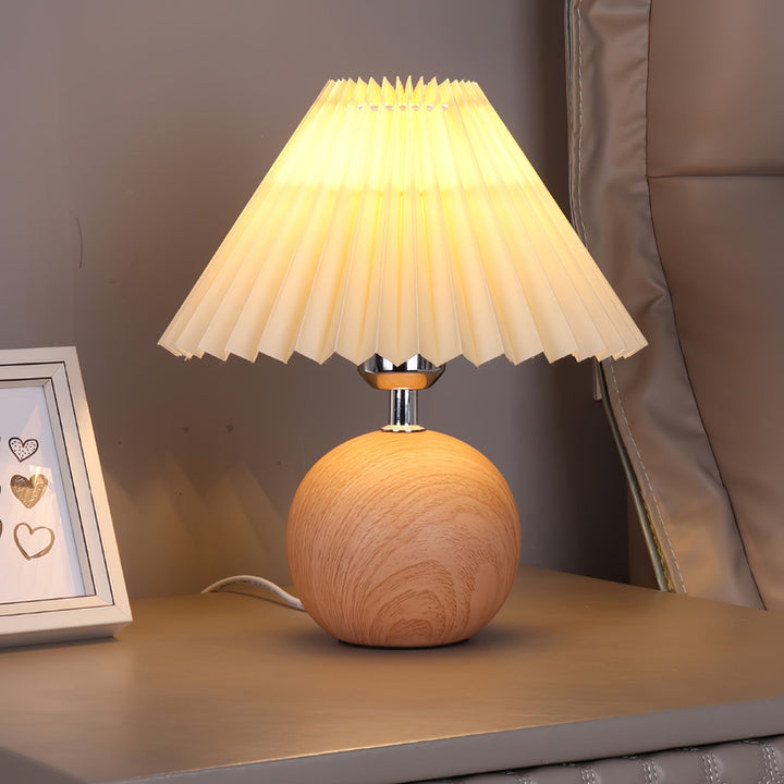 Träplisserad Bordslampa