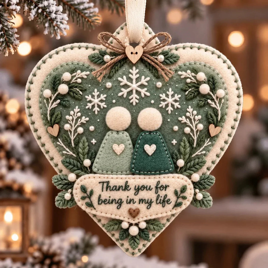 Heartfelt – Warstwowy filcowy ornament "Dziękuję"