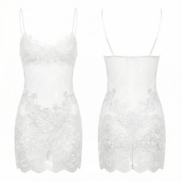 Velaire - Kobieca transparent klänning slip z broderi koronkowym