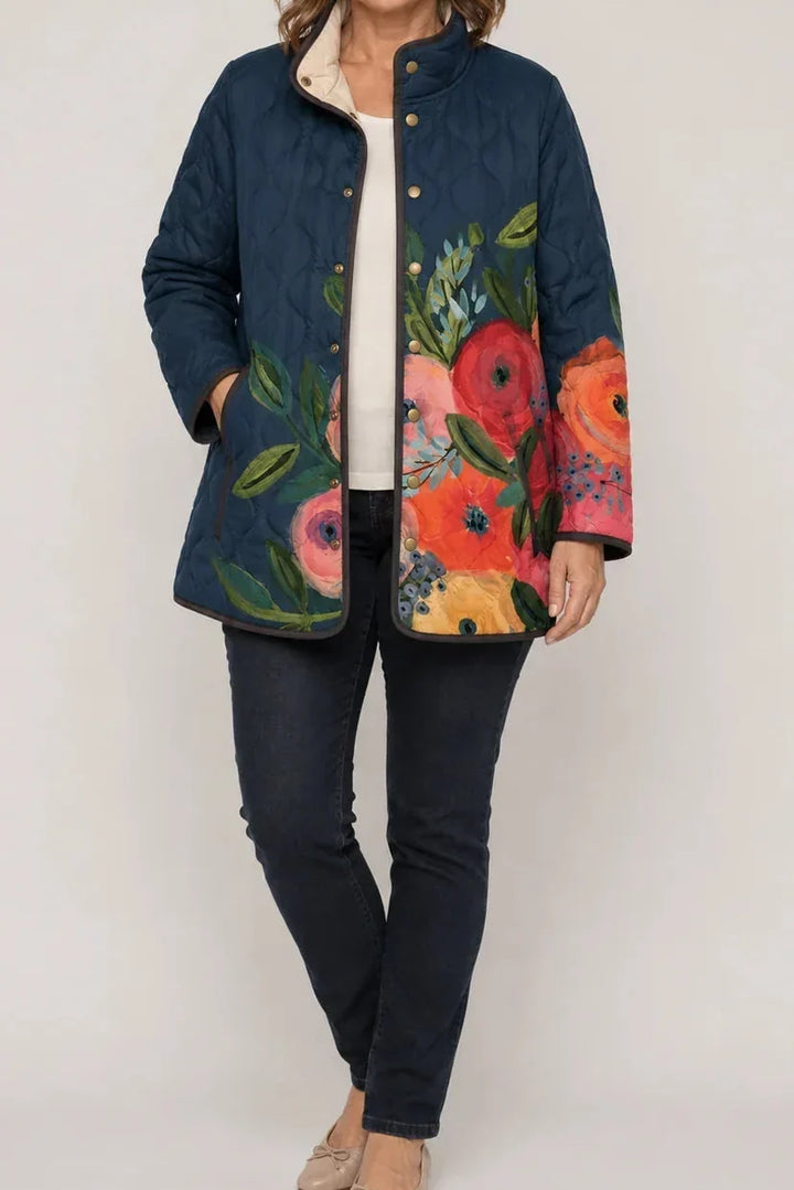 Wearbella – Kurtka Puchowa z Kwiatowym Wzorem