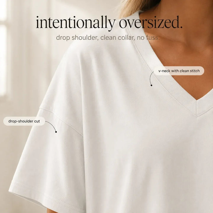 Vivelyn – OverStorlekd T-shirt z urringning w v-ringning